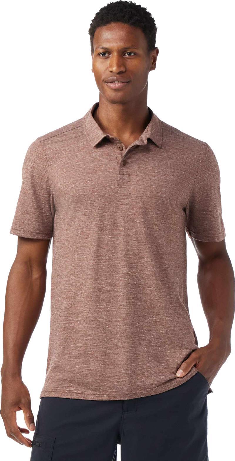 Merino Hemp Blend SS Polo - Mens - sable brown heather 1