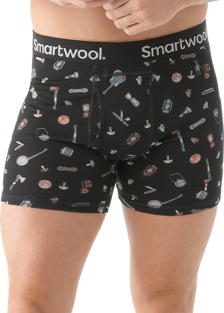 Merino Print Boxer Brief - Mens - Black Gone Camping 2