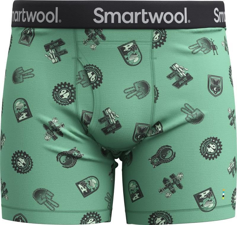 Merino Print Boxer Brief - Mens - zen green trail ride 1