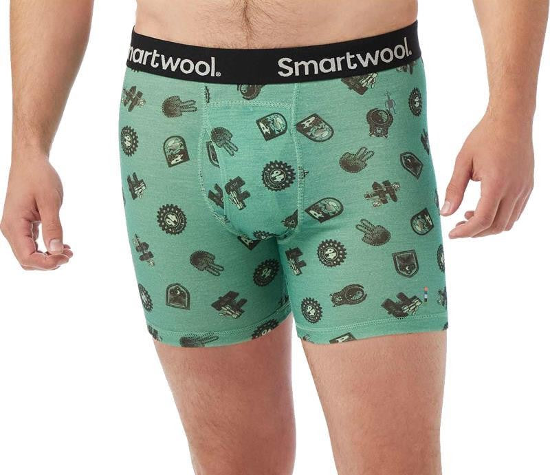 Merino Print Boxer Brief - Mens - zen green trail ride 1