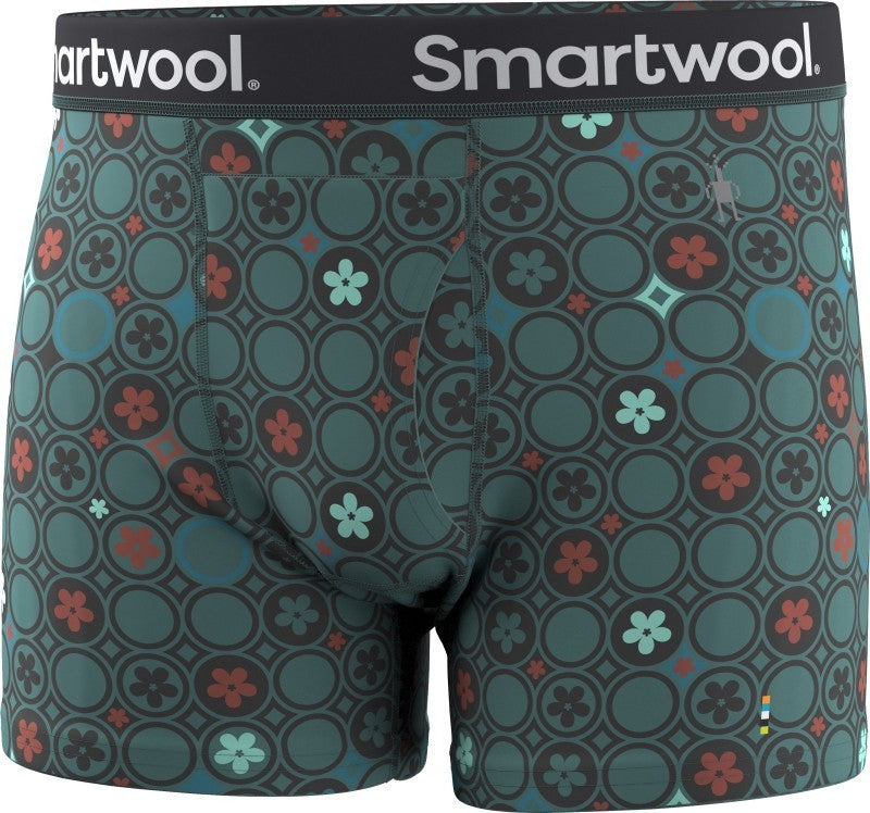 Merino Print Boxer Briefs - Mens - dusty teal geo floral 1