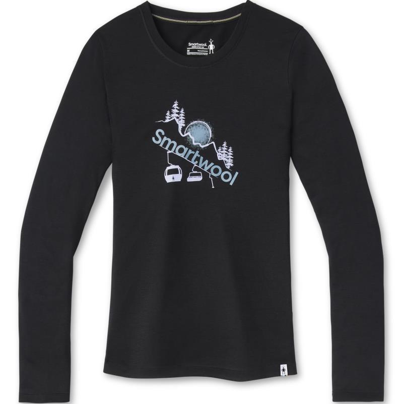 Merino Sport 150 Chair Lift LS Graphic Tee - Womens - Black 1