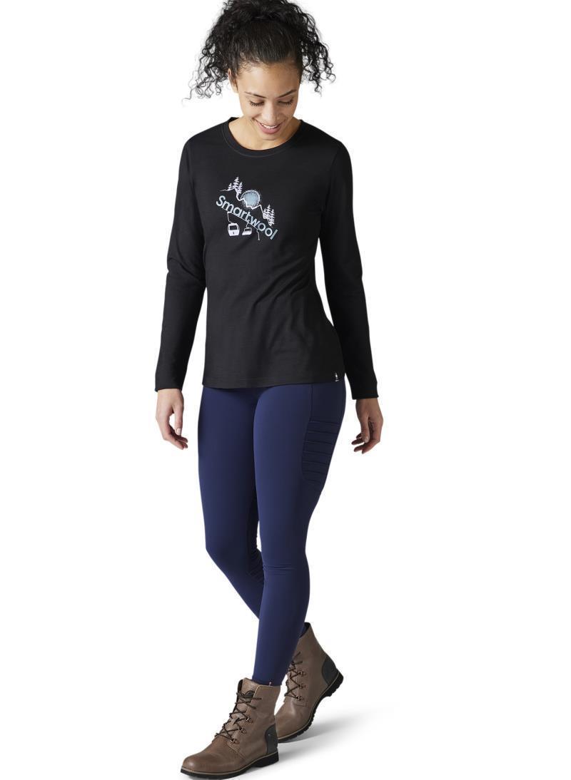 Merino Sport 150 Chair Lift LS Graphic Tee - Womens - Black 2