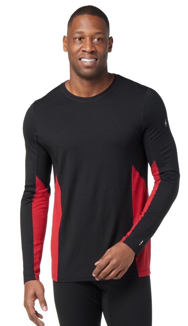 Merino Sport (150) LS Crew - Mens - Black / Rythmic Red 2