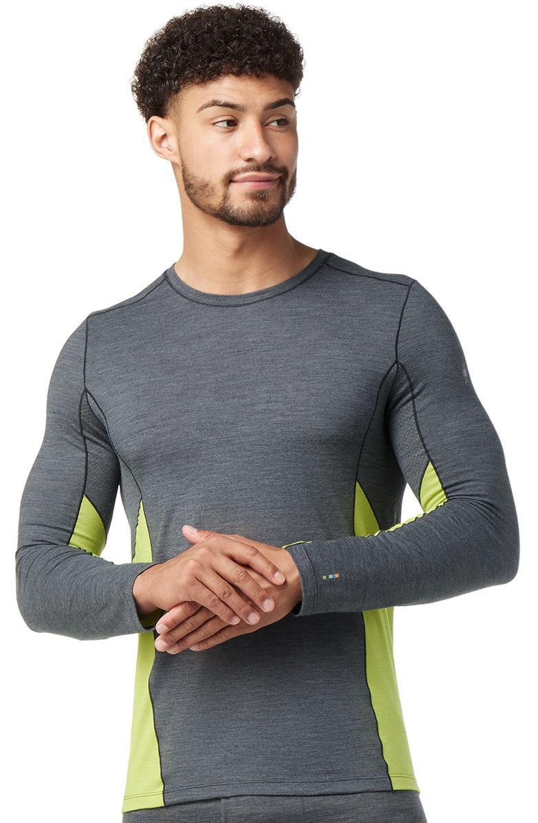 Merino Sport (150) LS Crew - Mens - Charcoal Heather / Dark Citron 2