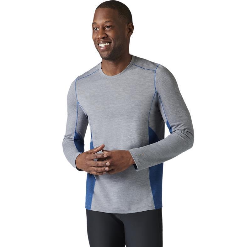 Merino Sport (150) LS Crew - Mens - Light Gray Heather / Dark Denim 2
