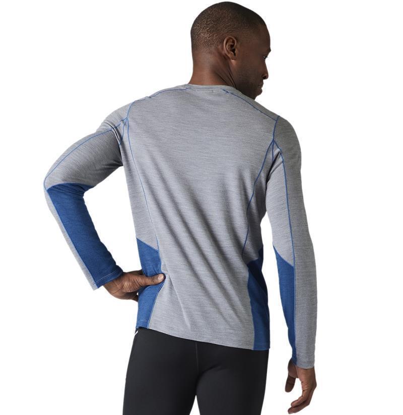 Merino Sport (150) LS Crew - Mens - Light Gray Heather / Dark Denim 3