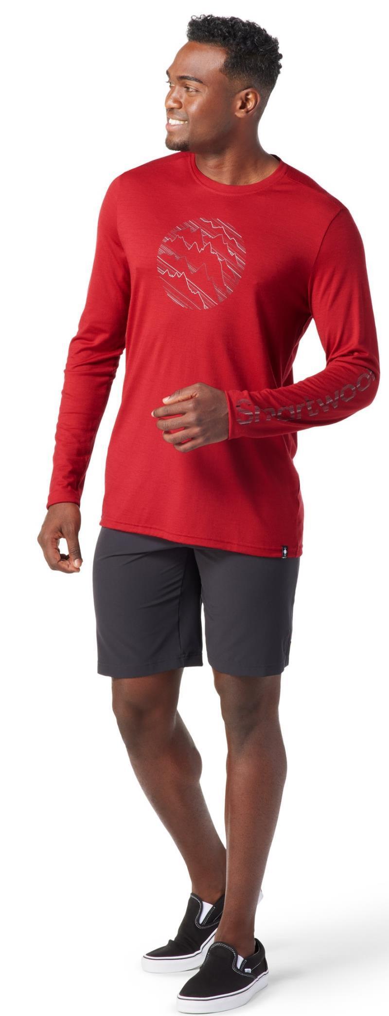 Merino Sport 150 Topo Storm LS Graphic Tee - Mens - rhythmic red 1