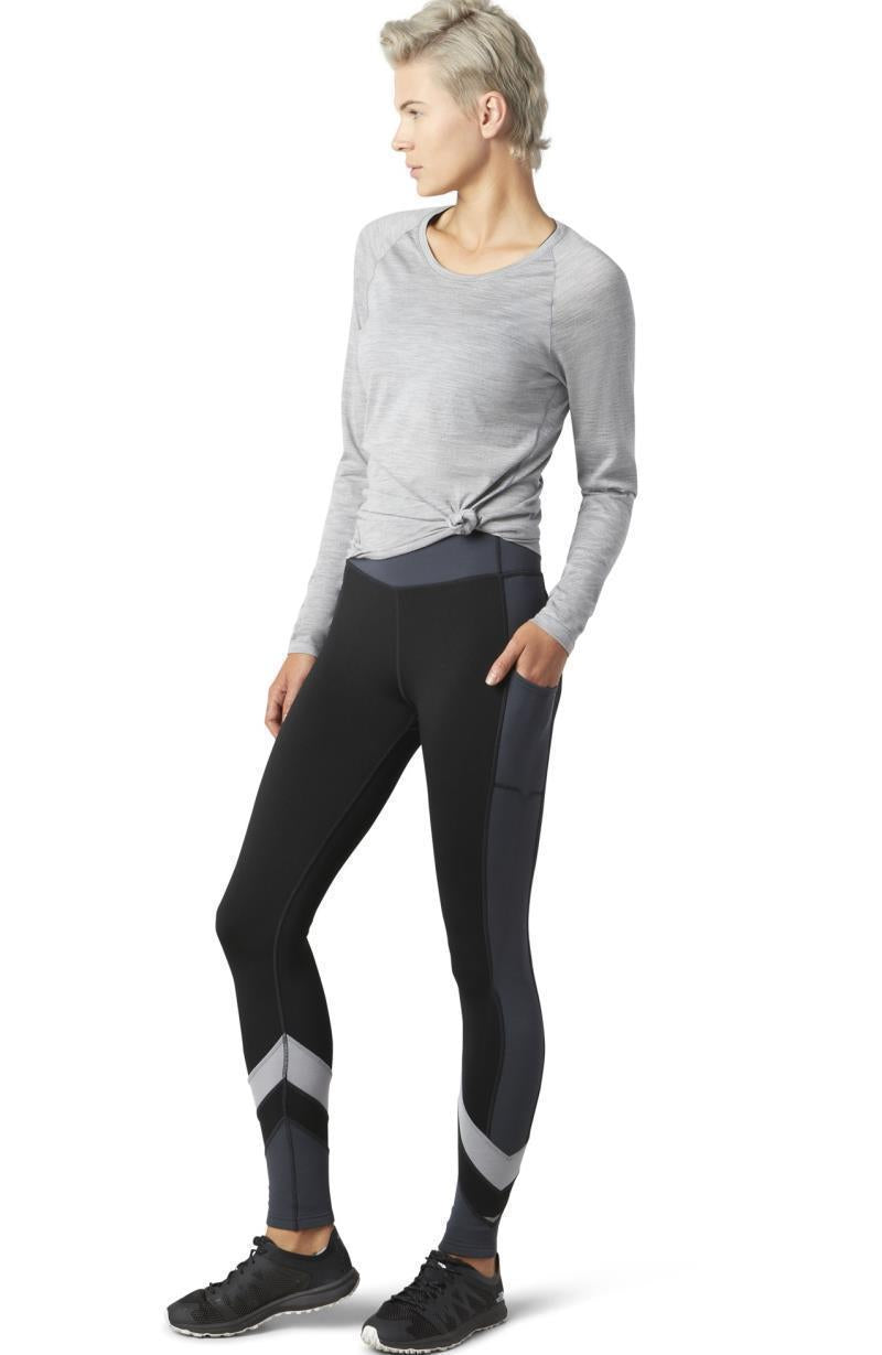 Merino Sport Fleece Colorblock Leggings - Womens - Black 2