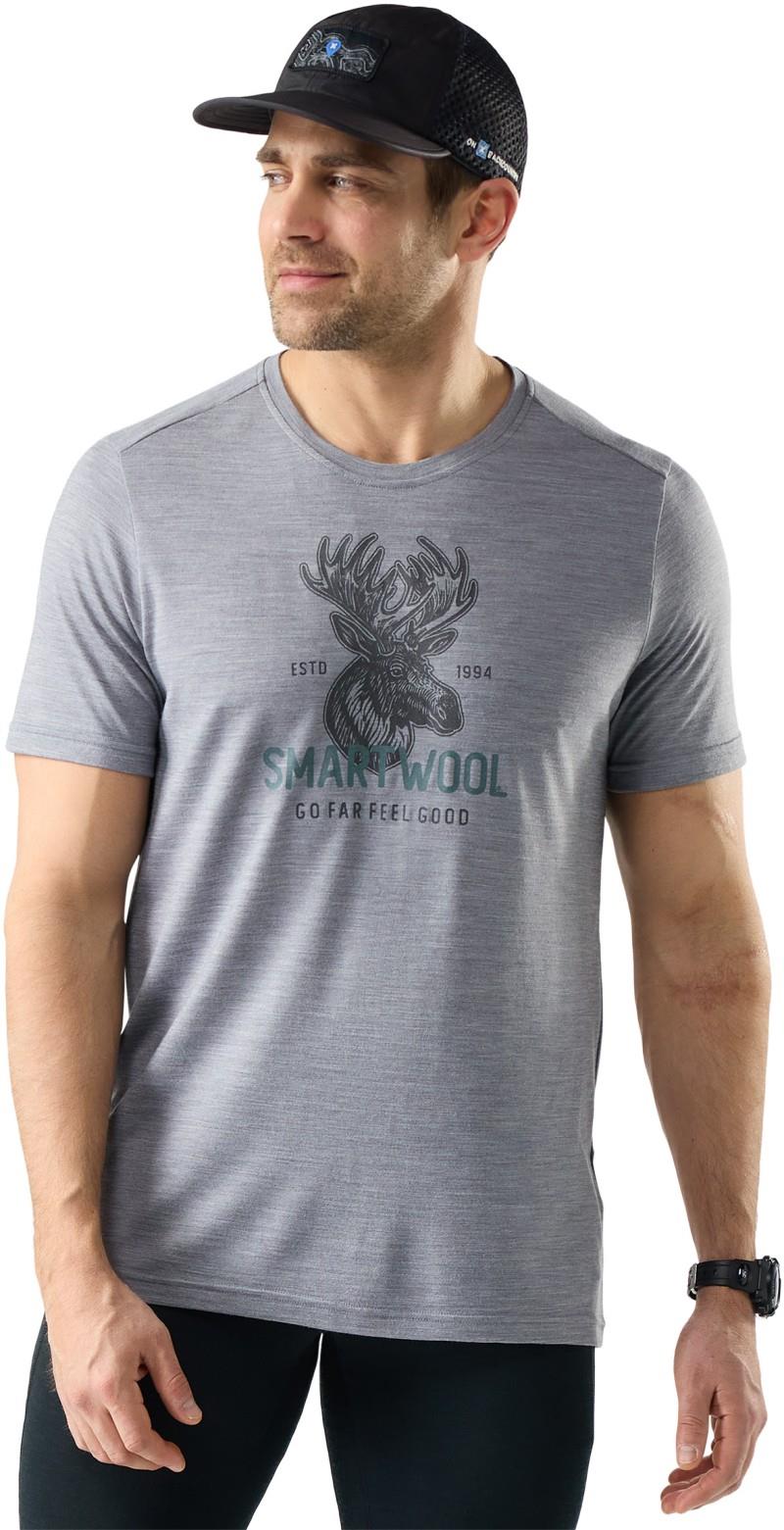 Moose Mode Active SS Graphic Tee - Mens - light gray heather 1