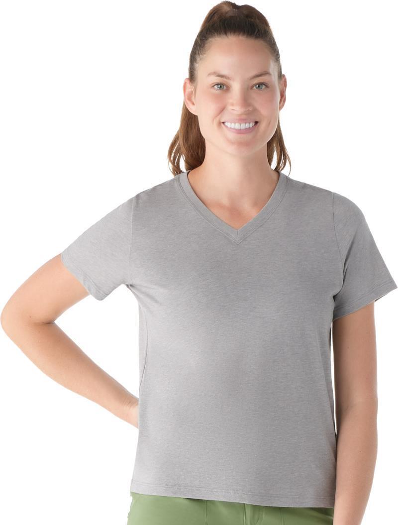 Perfect V-Neck SS Tee - Womens - Light Gray Heather 1