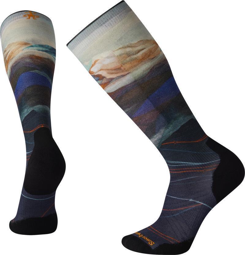 Performance Ski Targeted Cushion Print Over The Calf Socks - Mens - deep navy 1