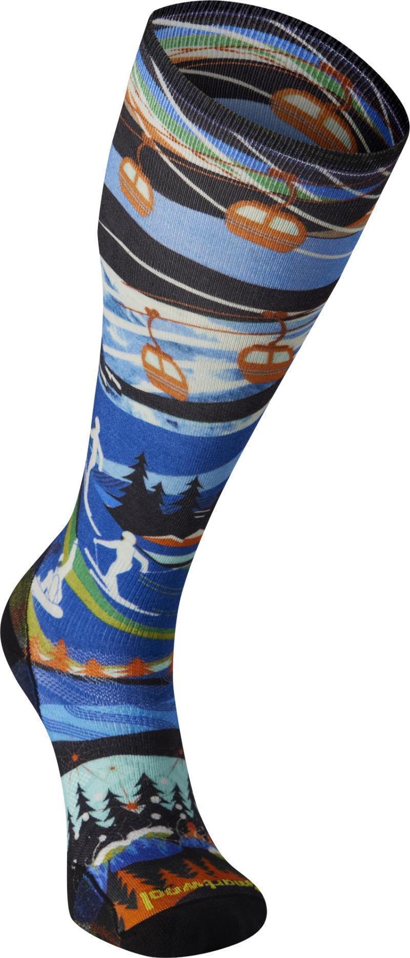 Performance Ski Zero Cushion Skication Print Over The Calf Socks - Mens - mist blue 1