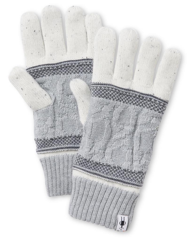 Popcorn Cable Gloves - Natural Donegal 1