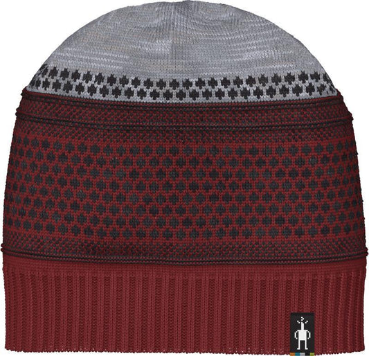 Popcorn Cable Reversible Beanie - currant heather 1