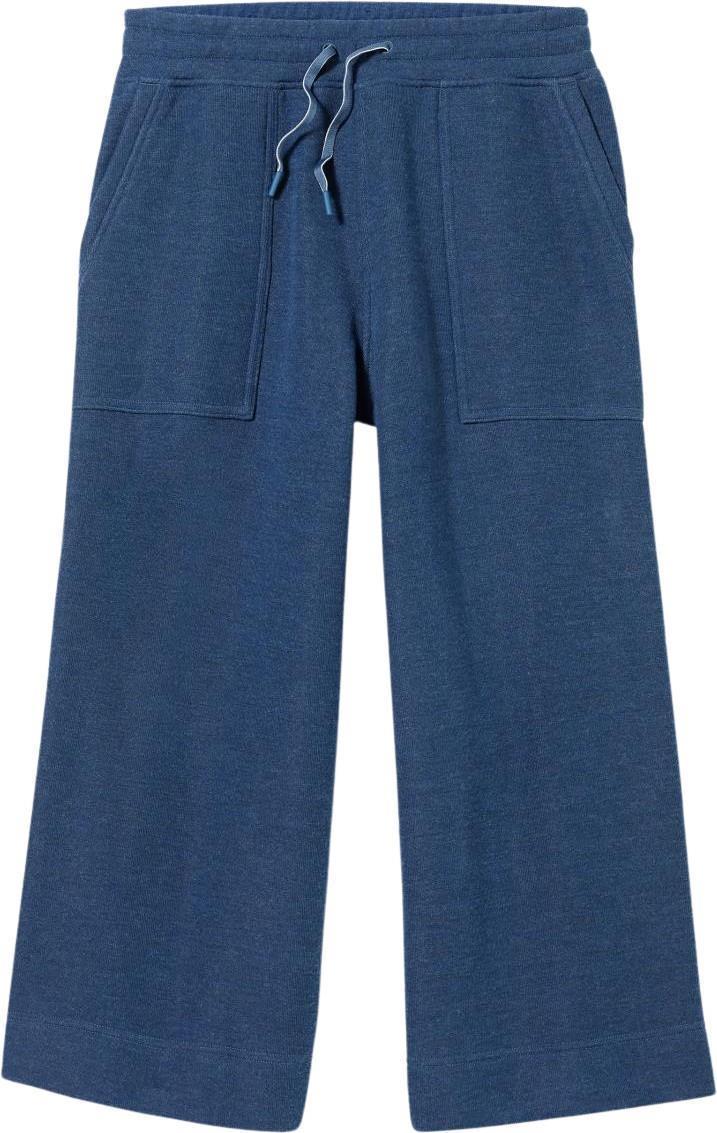 Recycled Terry Crop Wide Leg Pants - Womens - Dark Denim 1