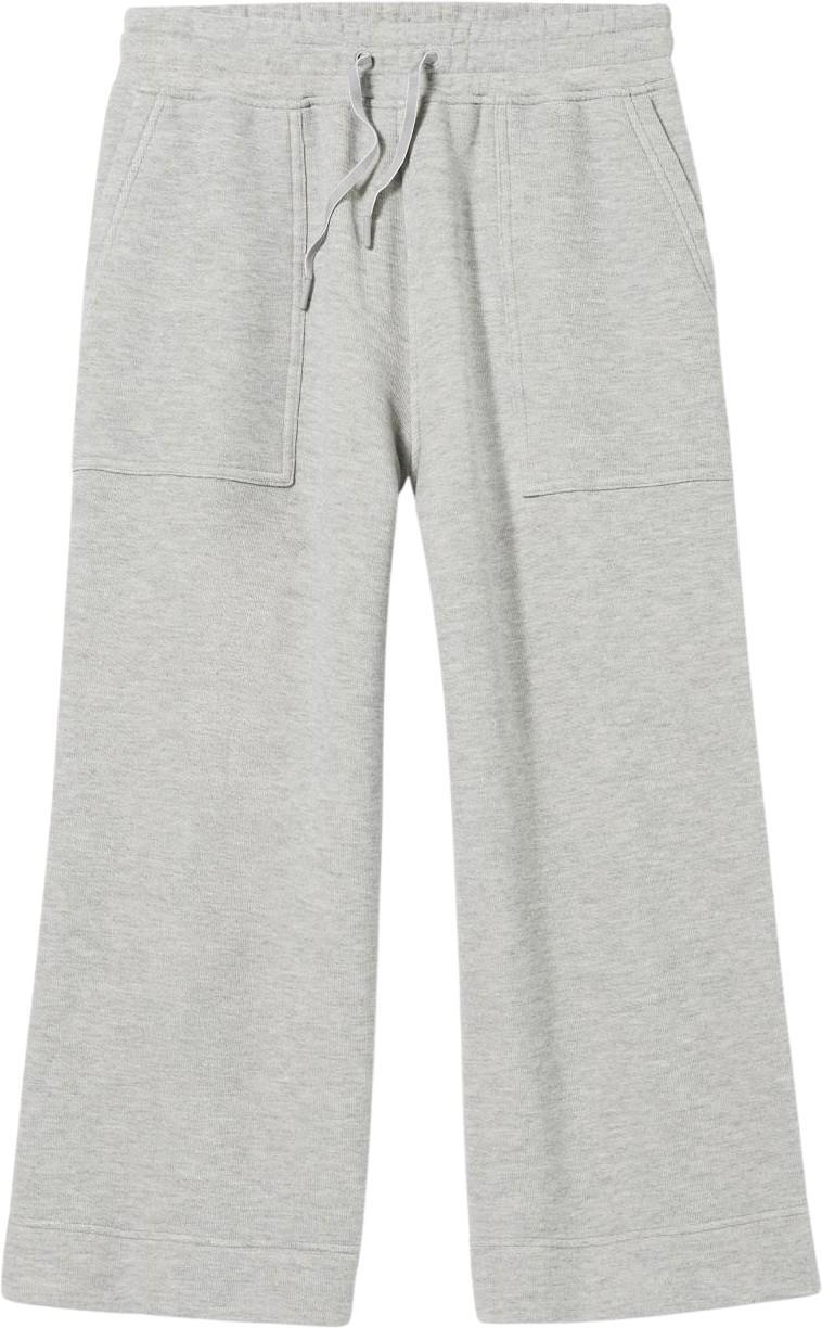 Recycled Terry Crop Wide Leg Pants - Womens - Light Gray 1