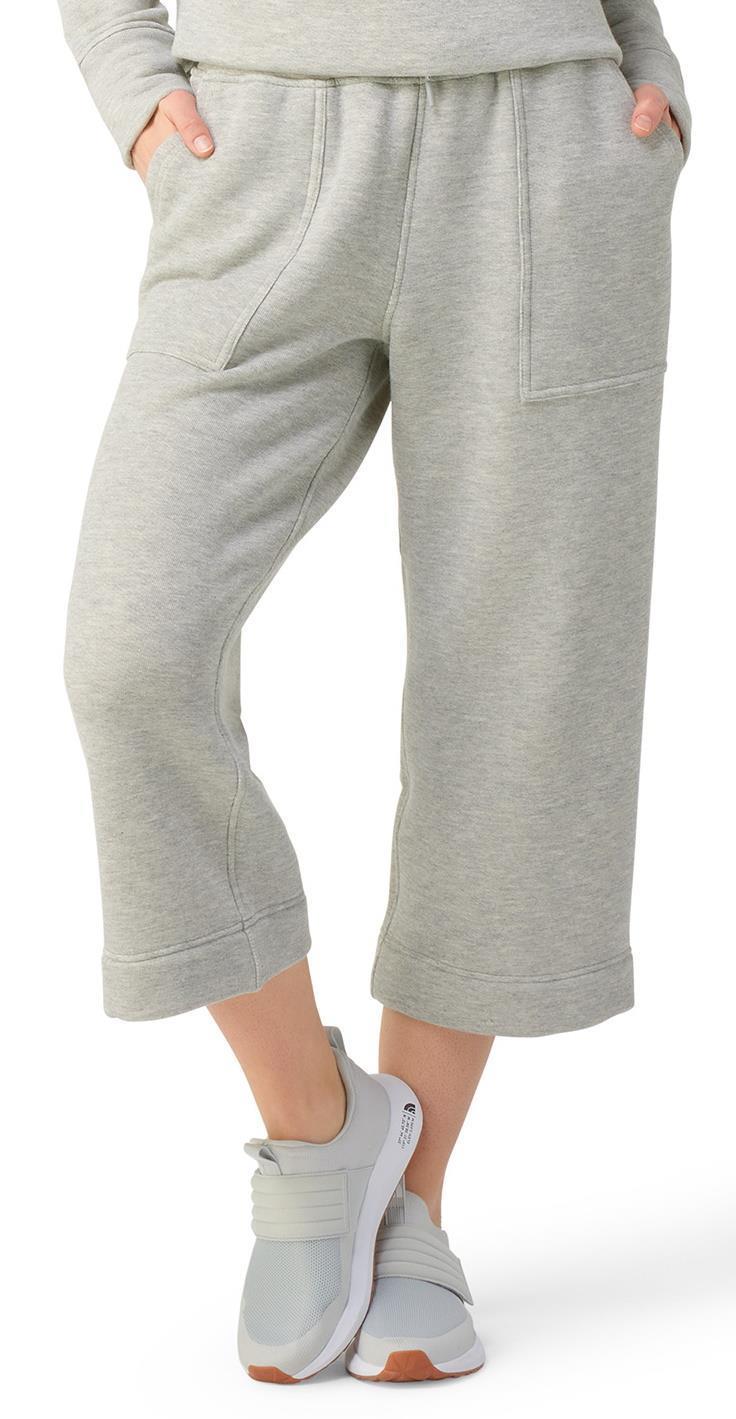 Recycled Terry Crop Wide Leg Pants - Womens - Light Gray 2