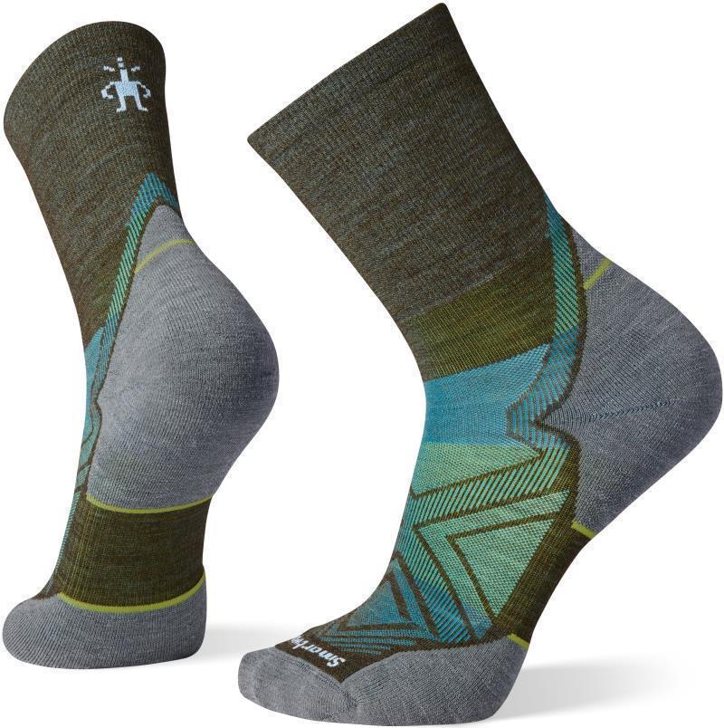 Run Targeted Cushion Mid Crew Socks - Mens - Military Olive 1