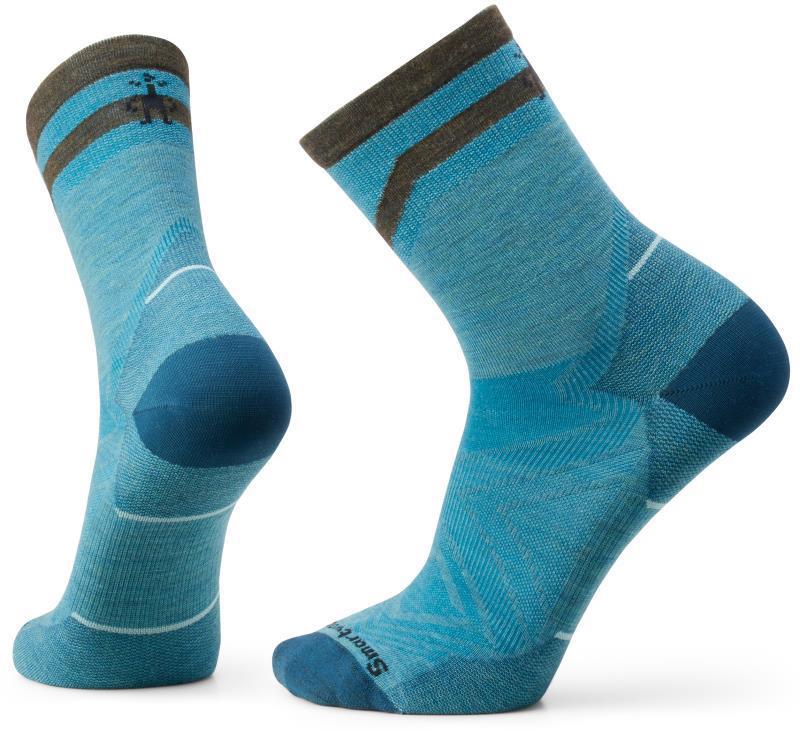 Run Zero Cushion Mid Crew Pattern Socks - Mens - Cascade Green 1
