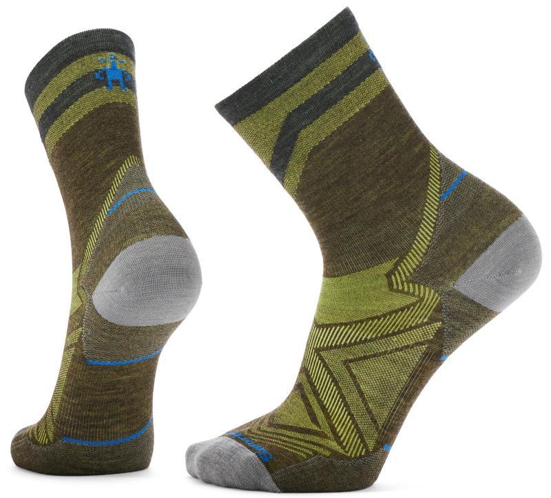 Run Zero Cushion Mid Crew Pattern Socks - Mens - Military Olive 1