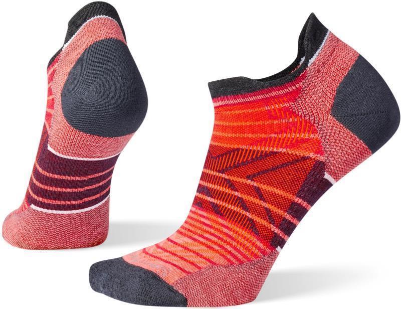 Run Zero Cushion Stripe Low Ankle Socks - Womens - Bright Coral 1
