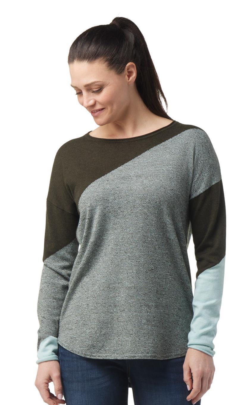 Shadow Pine Colorblock Crew Sweater - Womens - north woods / bleached aqua marl 1
