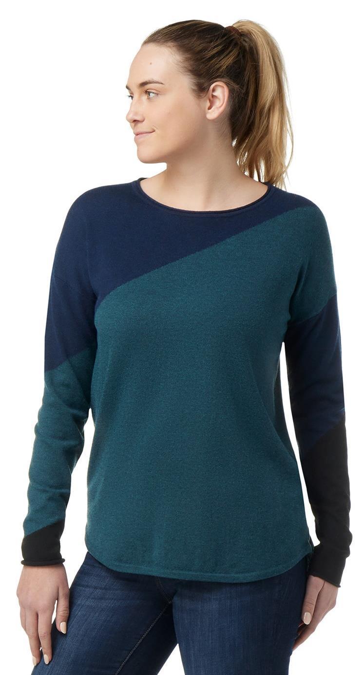 Shadow Pine Colorblock Crew Sweater - Womens - twilight blue heather 1