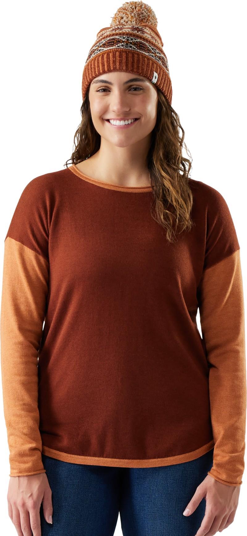 Shadow Pine Colorblock Sweater - Womens - pecan brown heather 1
