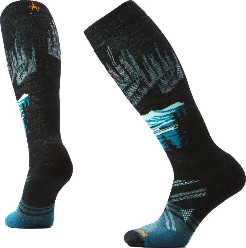 Ski Full Cushion Alpine Auroras Over The Calf Socks - Womens - black 1