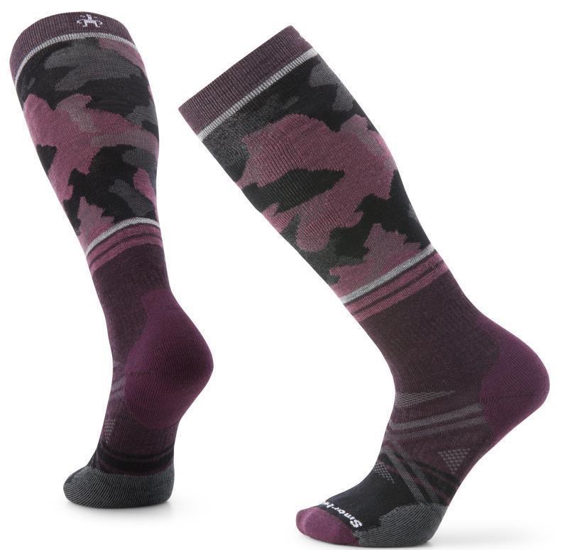 Ski Full Cushion Camo Over The Calf Socks - Mens - bordeaux 1