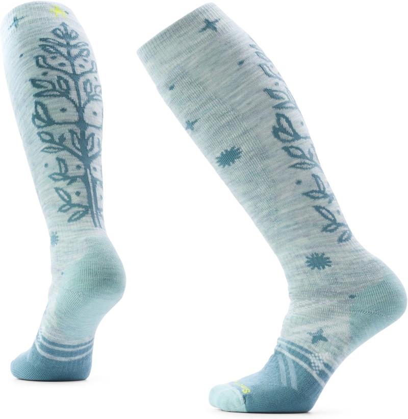 Ski Full Cushion Ice Blossom Over the Calf Socks - Womens - frosty green 1