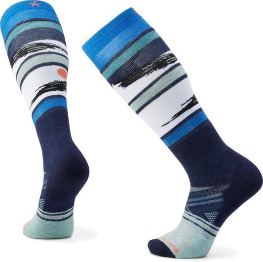 Ski Full Cushion Midnight Ski Pattern Over The Calf Socks - Mens - Deep Navy 1