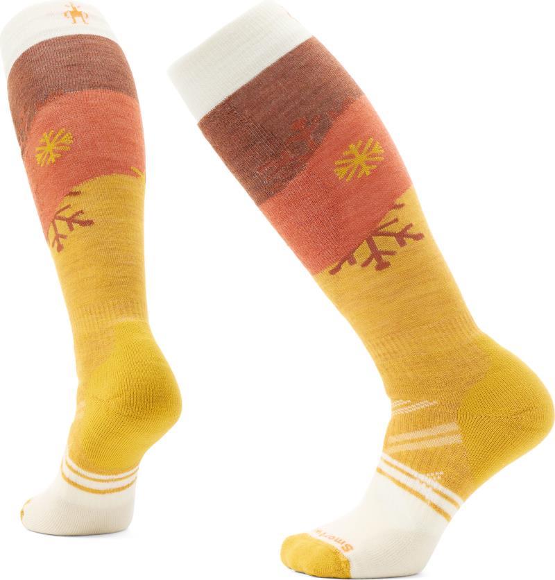 Ski Full Cushion Snowpocalypse Pattern Over The Calf Socks - Womens - Honey Gold 1