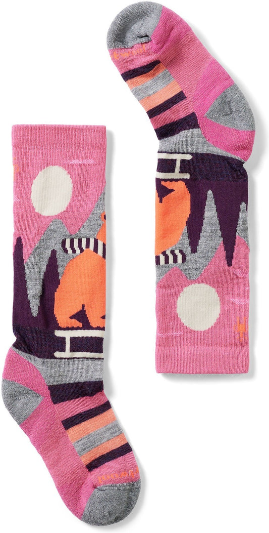 Ski Light Cushion Sleigh Bear Over The Calf Socks - Kids - garden pink 1