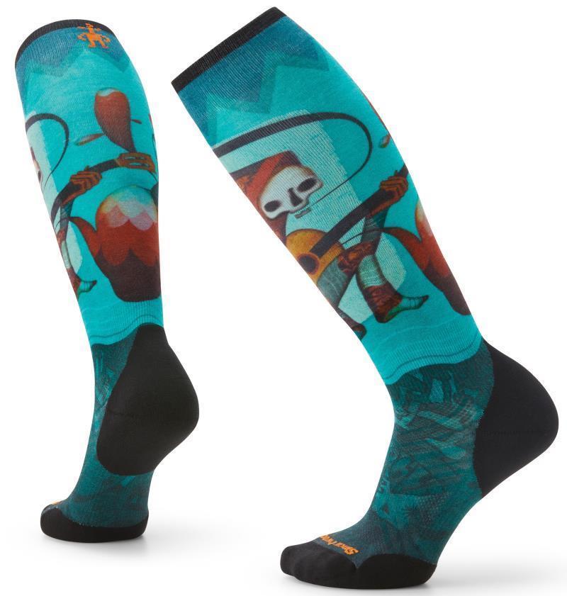 Ski Targeted Cushion Print Over The Calf Socks - Womens - Twilight Blue 1