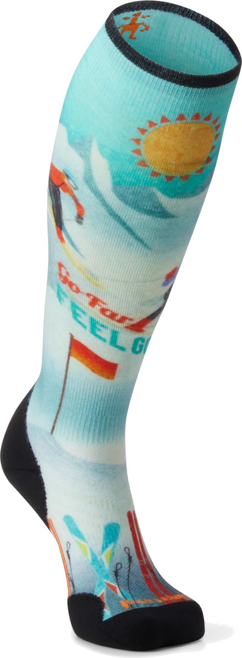 Ski Targeted Cushion Snow Bunny Print Over The Calf Socks - Womens - Capri 2