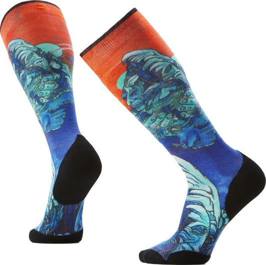 Ski Targeted Cushion Winter Haze Print Over The Calf Socks - Mens - deep navy 1
