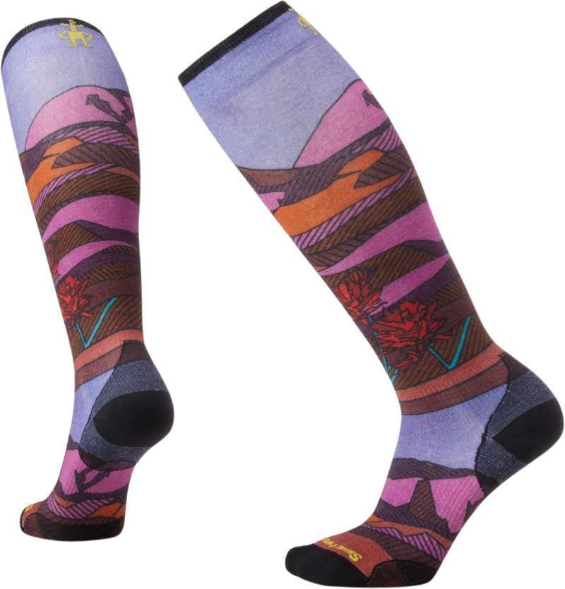 Ski Zero Cushion Floral Field Print Over The Calf Socks - Womens - Picante 1