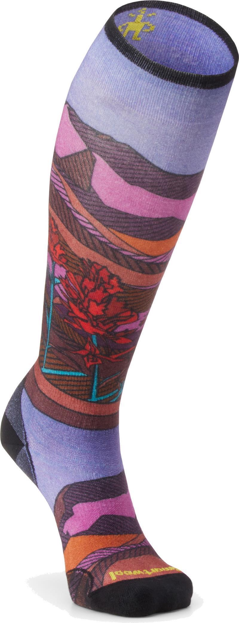 Ski Zero Cushion Floral Field Print Over The Calf Socks - Womens - Picante 2