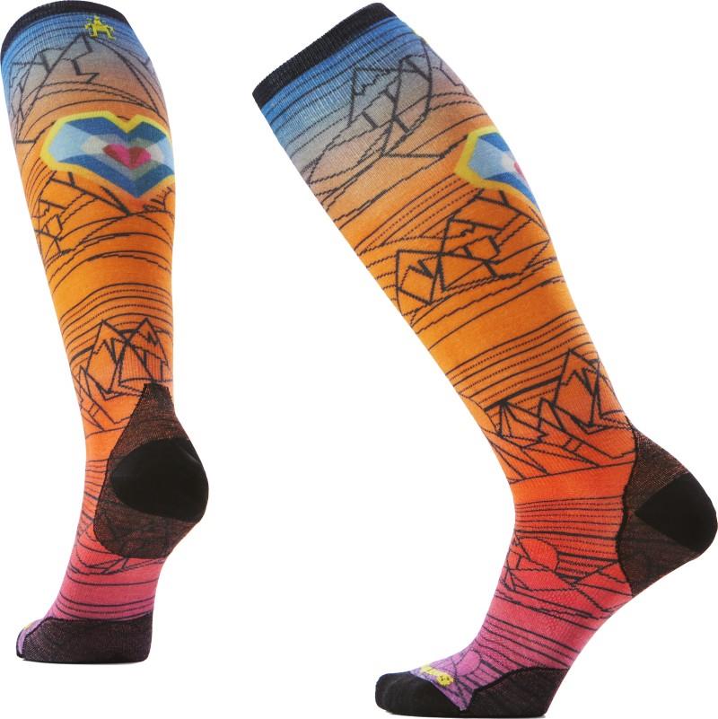 Ski Zero Cushion Geo Peaks Print Over The Calf Socks - Mens - orange rust 1
