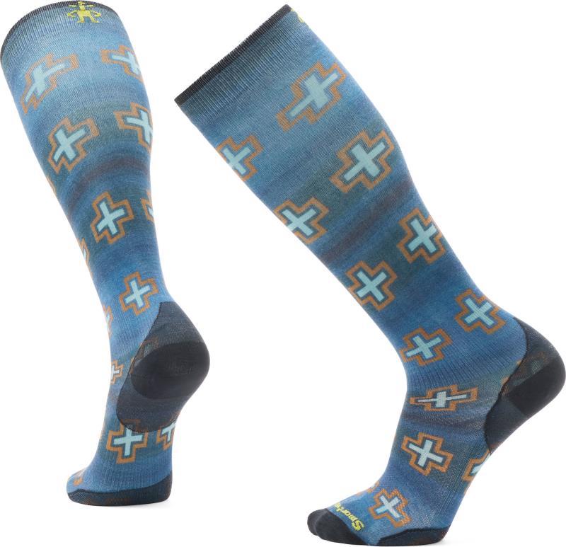 Ski Zero Cushion Paths Crossed Print Over The Calf Socks - Unisex - Deep Navy 1