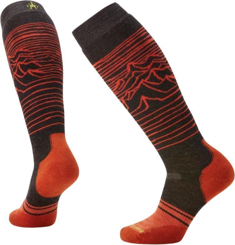 Snowboard Full Cushion Iguchi Pattern Over The Calf Socks - Mens - Charcoal 1