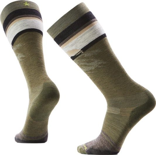 Snowboard Targeted Cushion Mountain Sunrise Over The Calf Socks - Mens - winter moss 1