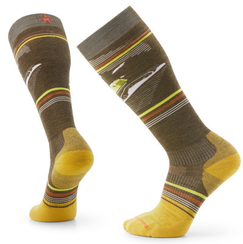 Snowboard Targeted Cushion Piste Machine Over The Calf Socks - Mens - Military Olive 1