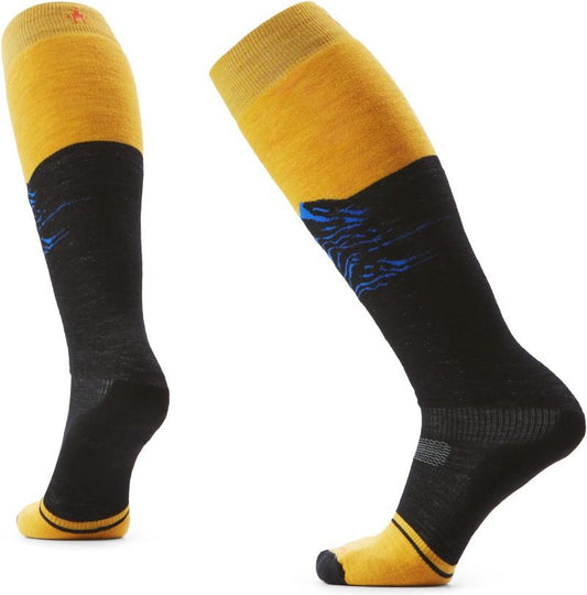 Snowboard Targeted Cushion Valley Sunset Over The Calf Socks - Womens - honey gold 1
