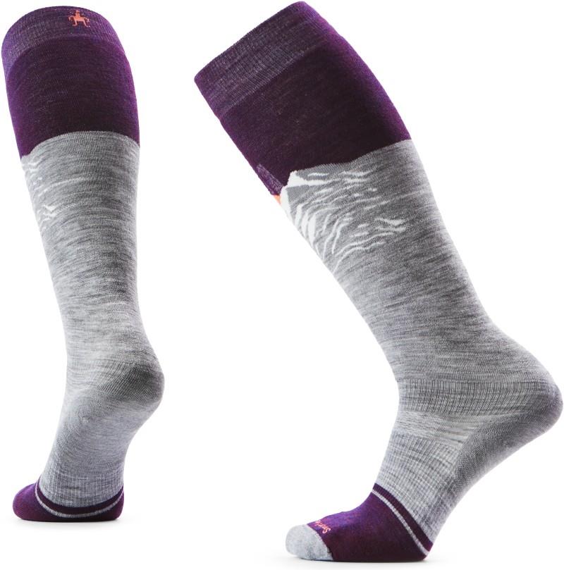 Snowboard Targeted Cushion Valley Sunset Over The Calf Socks - Womens - light gray 1
