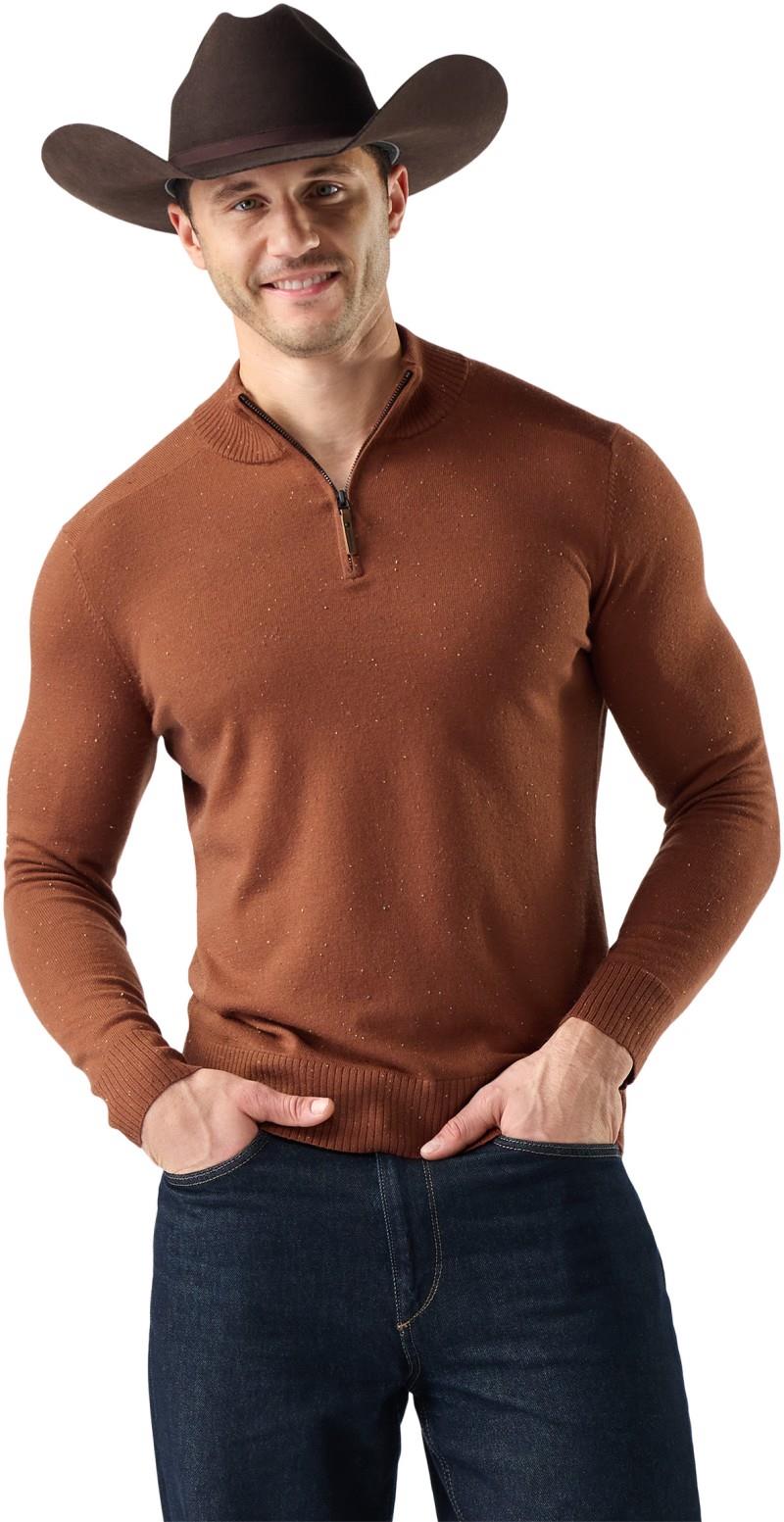 Sparwood 1/4 Zip Sweater - Mens - burnt sienna donegal 1