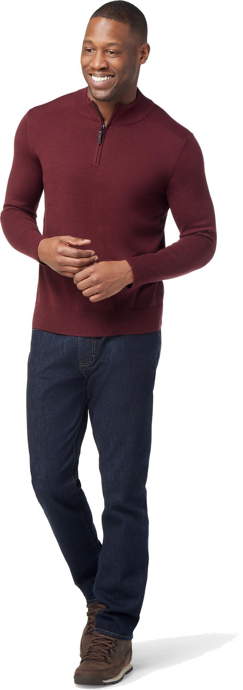 Sparwood Half Zip Sweater - Mens - Black Cherry Heather 2