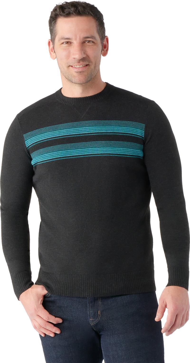 Sparwood Stripe Crew Sweater - Mens - Charcoal / Emerald 2